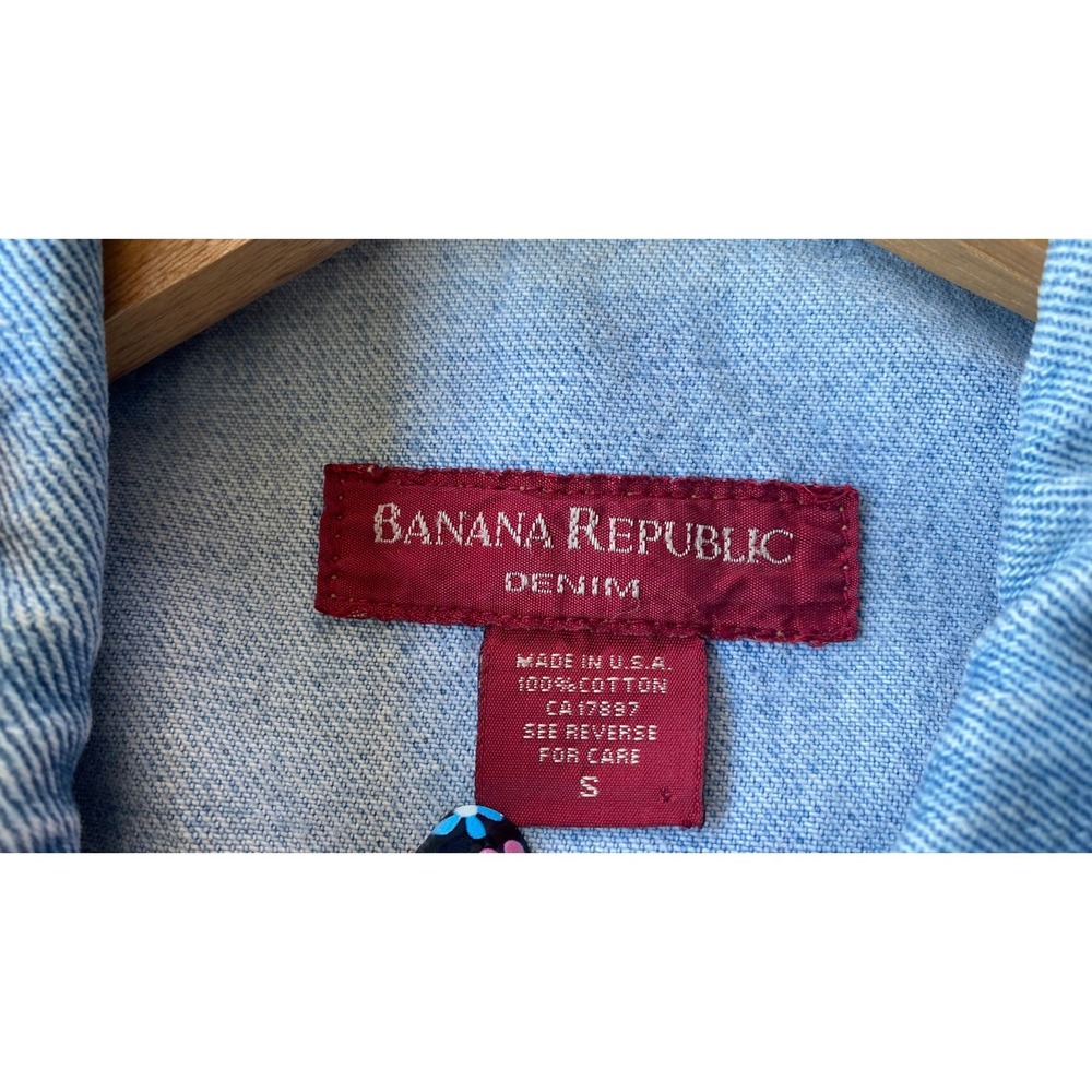Banana Republic Vintage Denim Crop Vest Light Wash Blue Cotton Womens Small USA - Picture 5 of 6